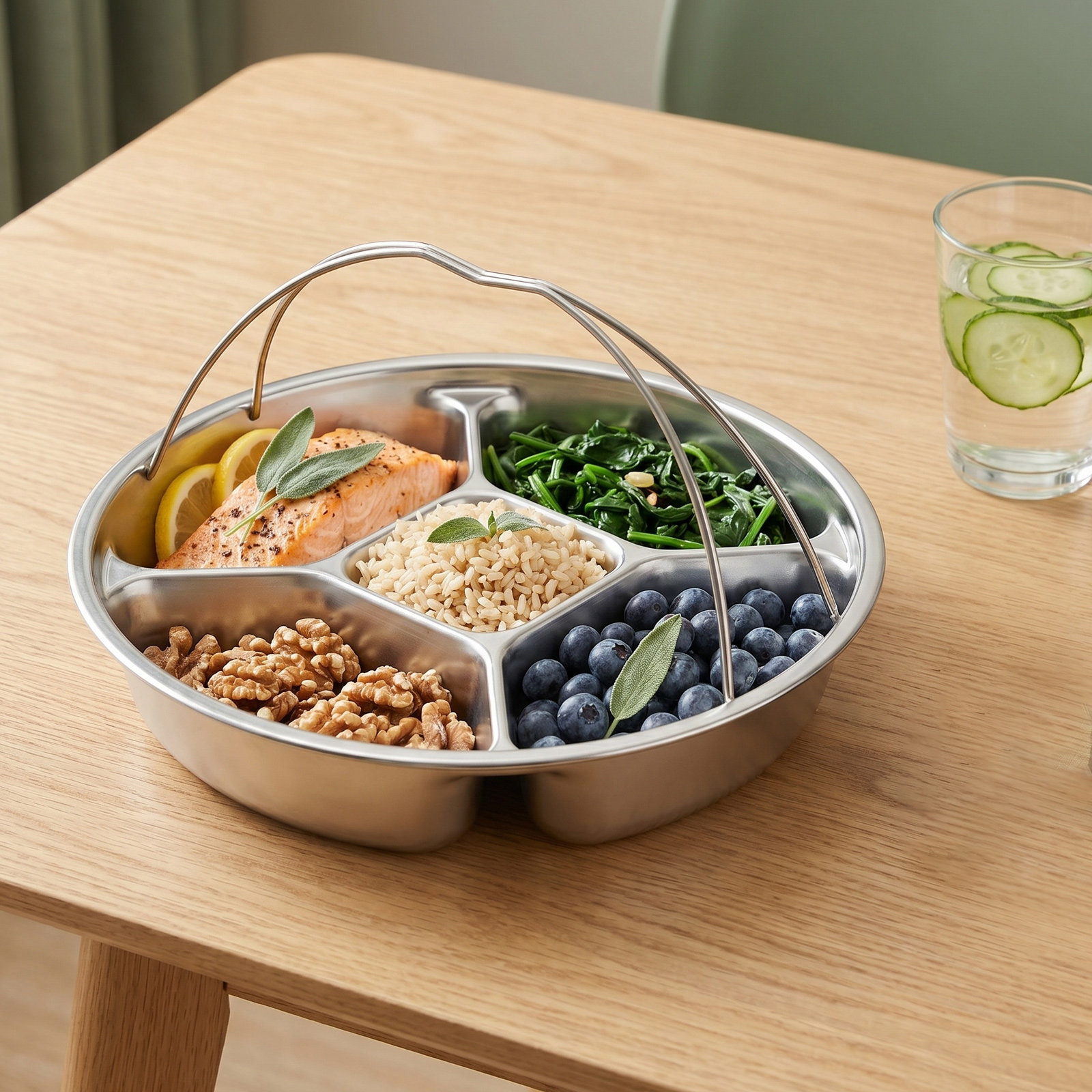 Stainless Steel Divided Servin - Healthy Snacks Food 评论和价格