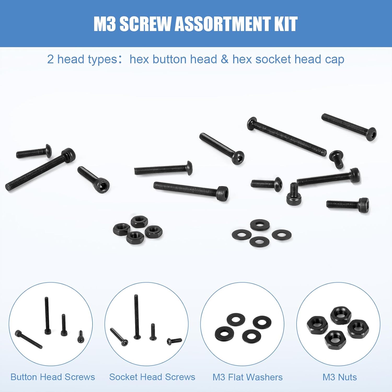 1600Pcs M3 Metric Screw Kit, 1 - Nuts Mix 评论和价格